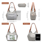 Worldlyda Women Canvas Embroidered Hobo Tote Bag