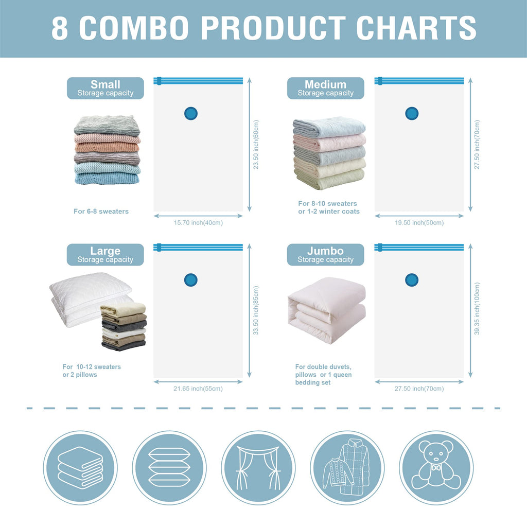 CozyVac Travel Bags with Pump - 6 Pack Space Savers -  by Handbags Specialist Headquarter | Available at Handbags Specialist Headquarter