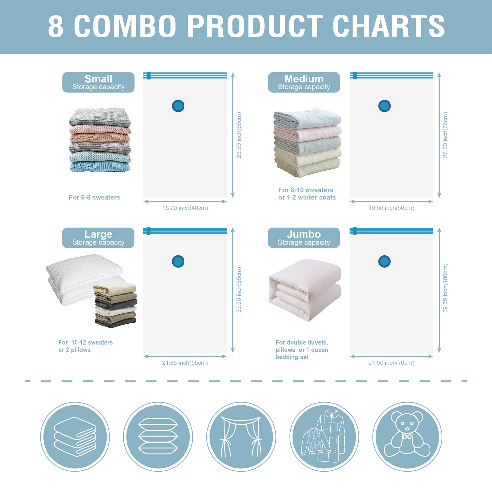 CozyVac Travel Bags with Pump - 6 Pack Space Savers -  by Handbags Specialist Headquarter | Available at Handbags Specialist Headquarter