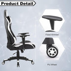 GOTMINSI Ergonomic Racing Desk Chair - White - Gaming Accessories by Handbags Specialist Headquarter | Available at Handbags Specialist Headquarter