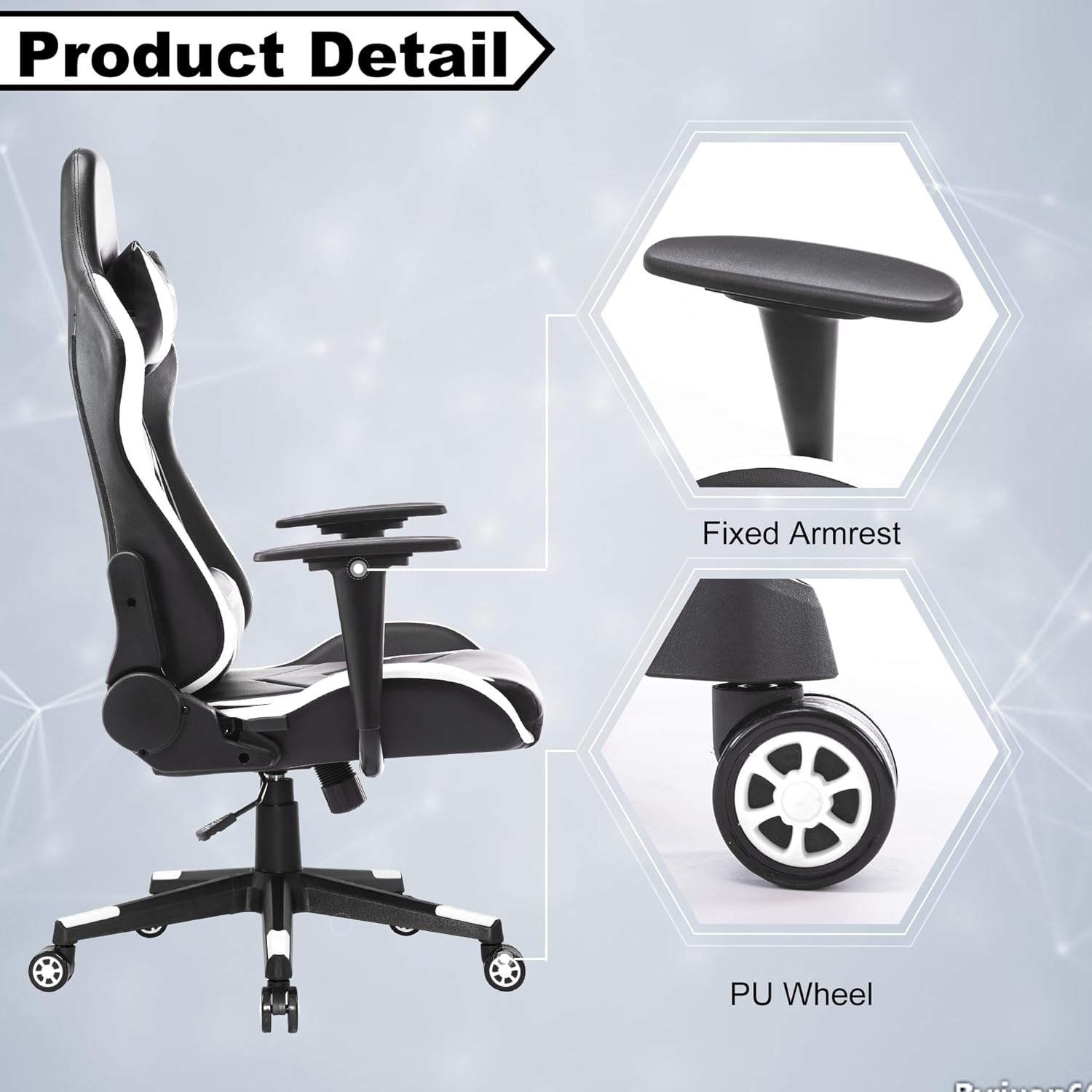 GOTMINSI Ergonomic Racing Desk Chair - White - Gaming Accessories by Handbags Specialist Headquarter | Available at Handbags Specialist Headquarter