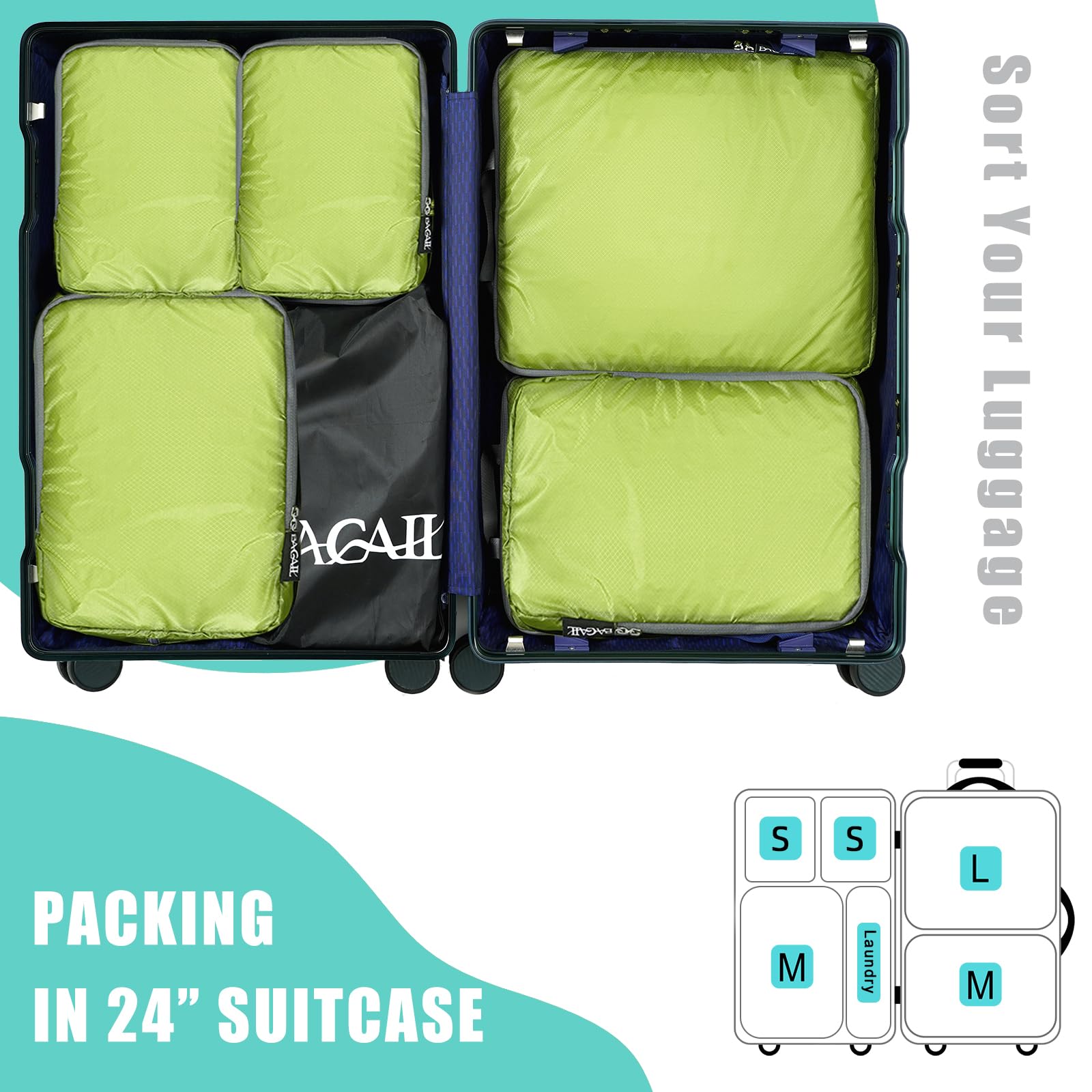 BAGAIL Travel Compression Cubes Set for Packing Ease -  by Handbags Specialist Headquarter | Available at Handbags Specialist Headquarter