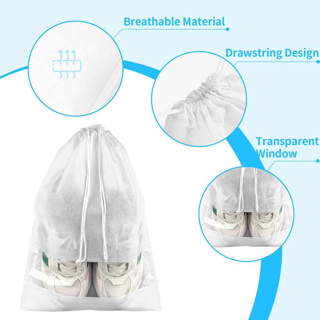 Clear View Travel Shoe Bags - 12 Pack -  by Handbags Specialist Headquarter | Available at Handbags Specialist Headquarter