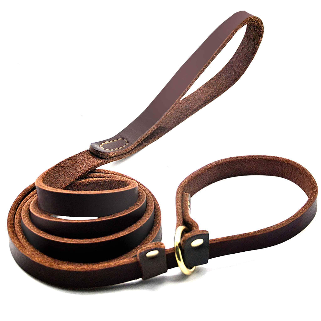BronzeBark Slip Lead: Real Leather Adjustable Leash -  by Handbags Specialist Headquarter | Available at Handbags Specialist Headquarter