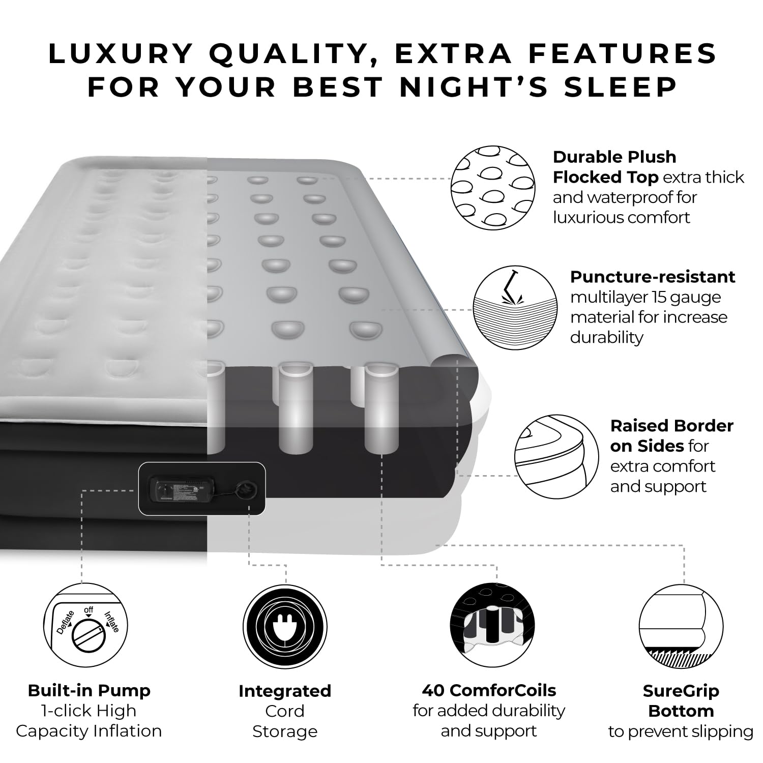 DreamNest Luxe Air Mattress with ComfortCoil Tech - Appliances by Handbags Specialist Headquarter | Available at Handbags Specialist Headquarter