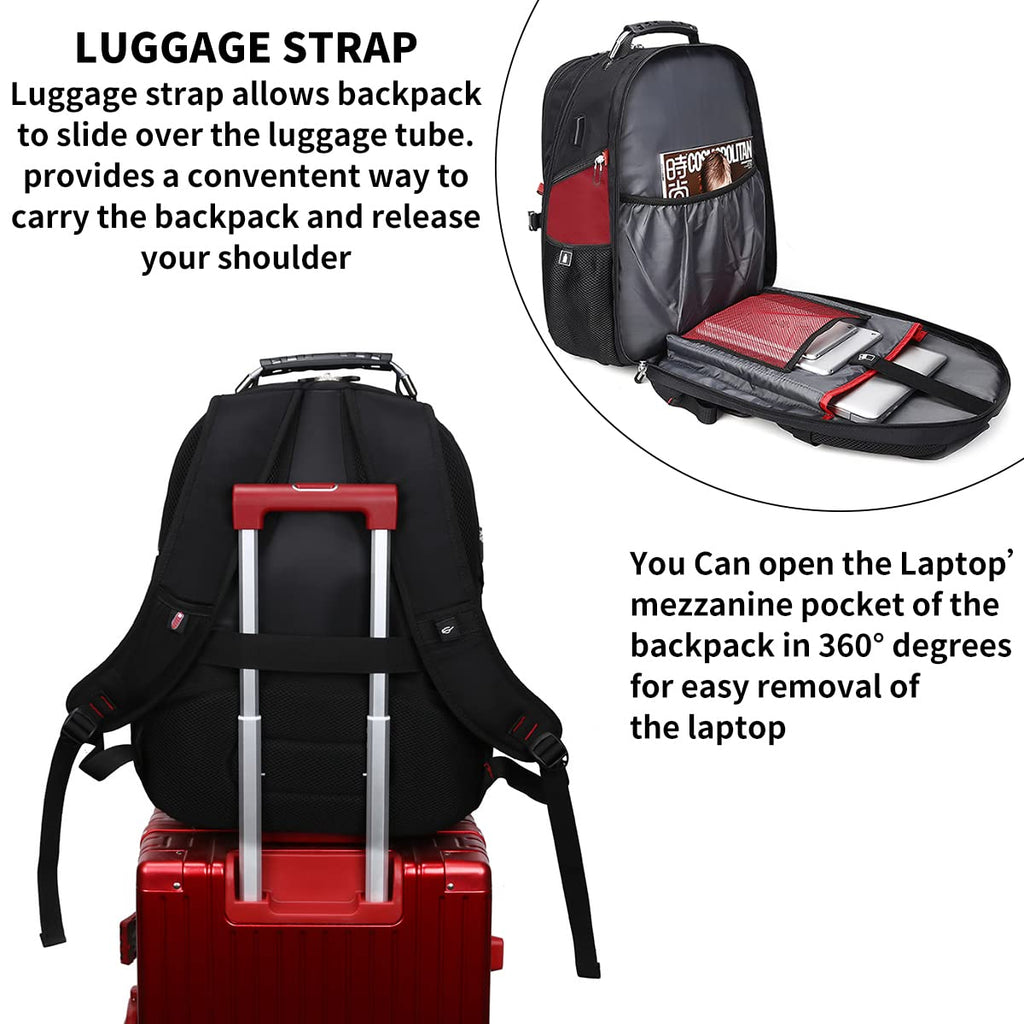 SHRRADOO 50L USB Travel Laptop Backpack - Airline Approved - Backpack Bags by Handbags Specialist Headquarter | Available at Handbags Specialist Headquarter