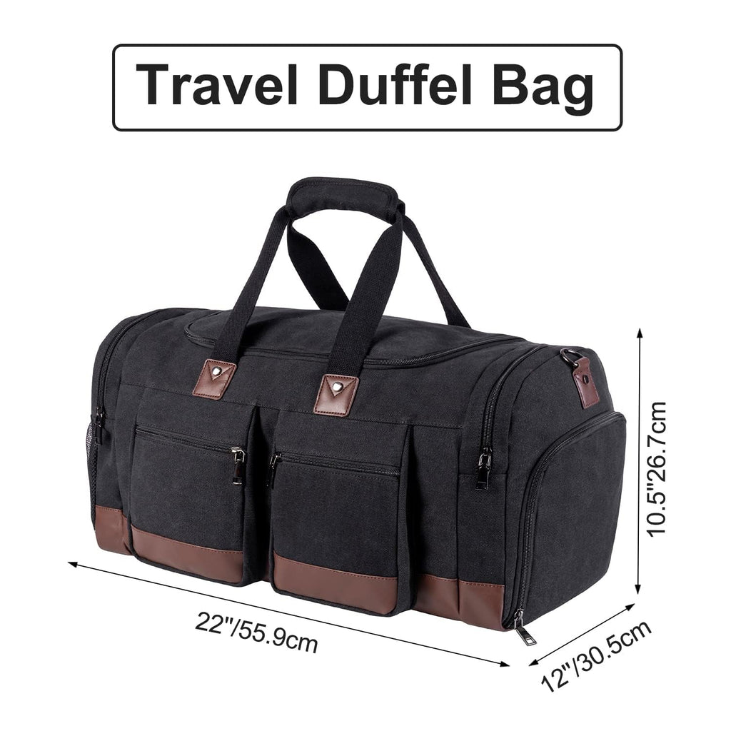Leather Travel Bag with Shoe Pouch, Brown