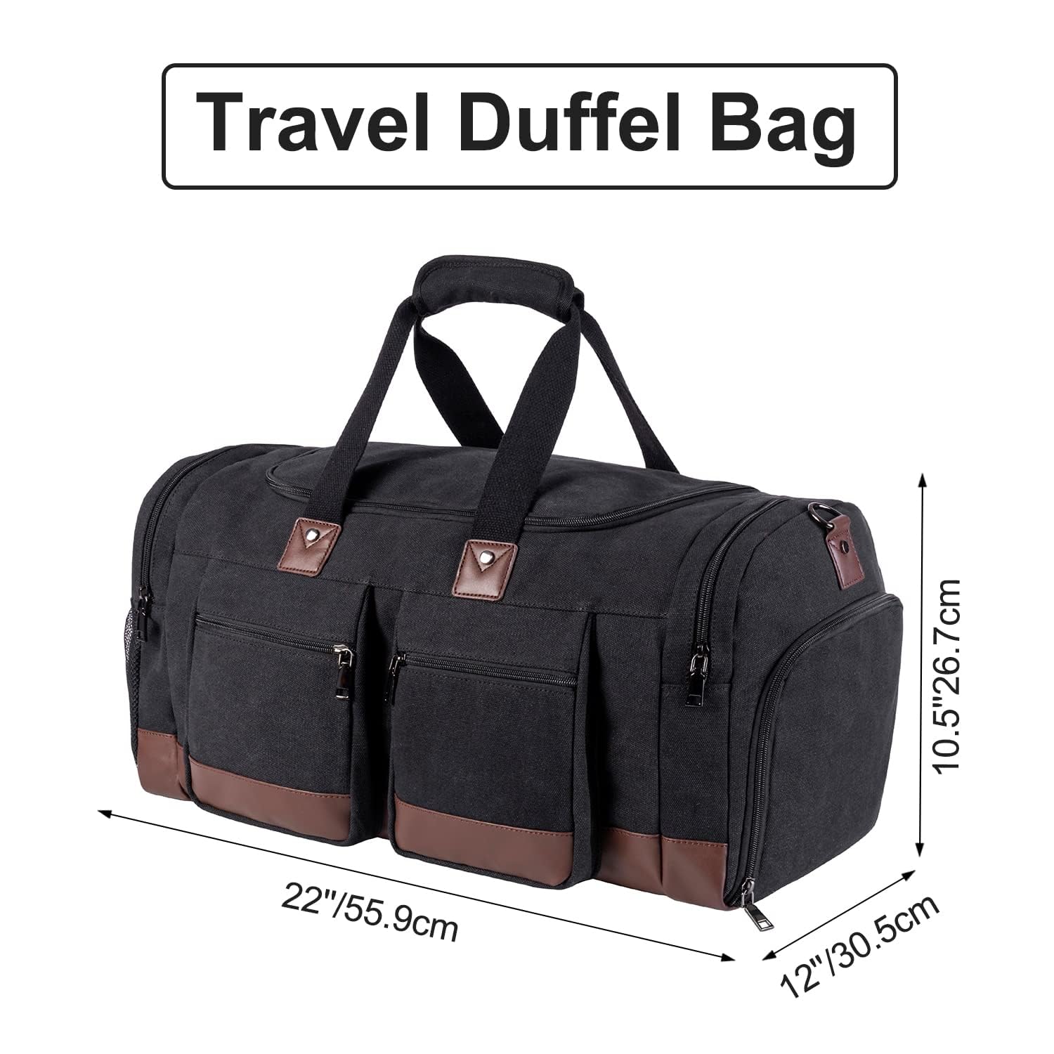 Leather Travel Bag with Shoe Pouch, Brown