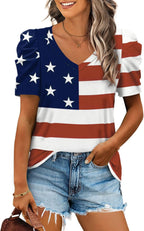 XIEERDUO Summer V-Neck Puff Sleeve Tee - All Sizes - Women's T Shirts by Handbags Specialist Headquarter | Available at Handbags Specialist Headquarter