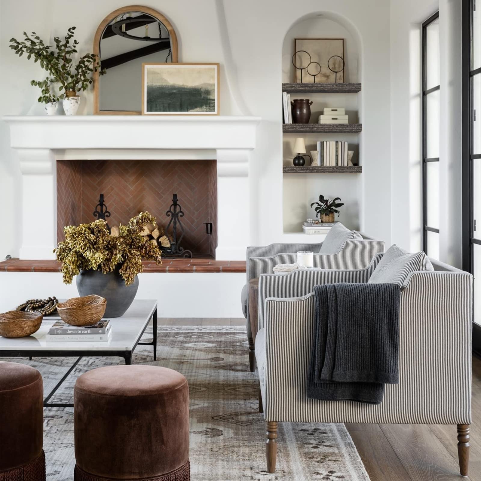 Rustic Farmhouse Shelves (008-40BN) - Decor by Handbags Specialist Headquarter | Available at Handbags Specialist Headquarter