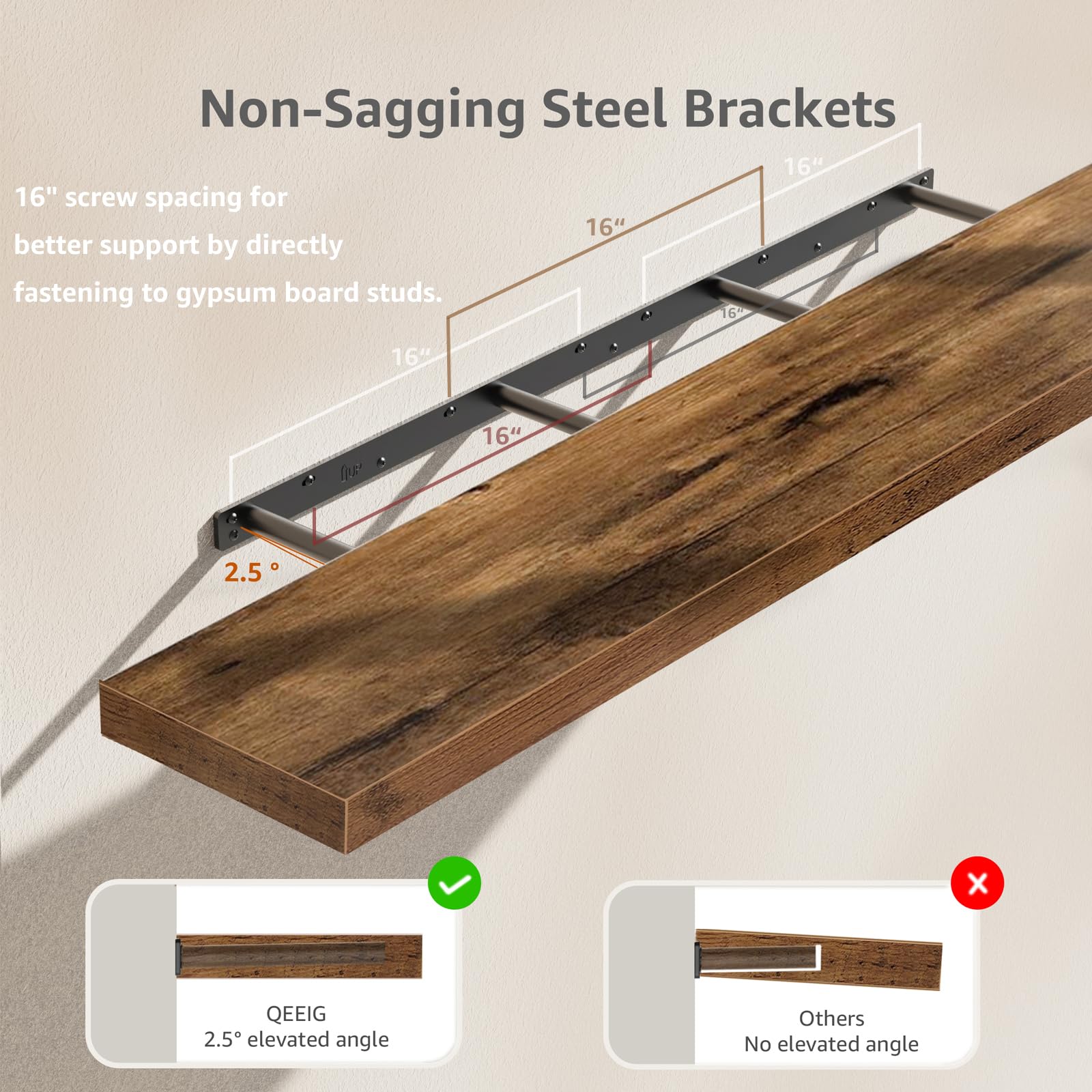 Rustic Farmhouse Shelves (008-40BN) - Decor by Handbags Specialist Headquarter | Available at Handbags Specialist Headquarter