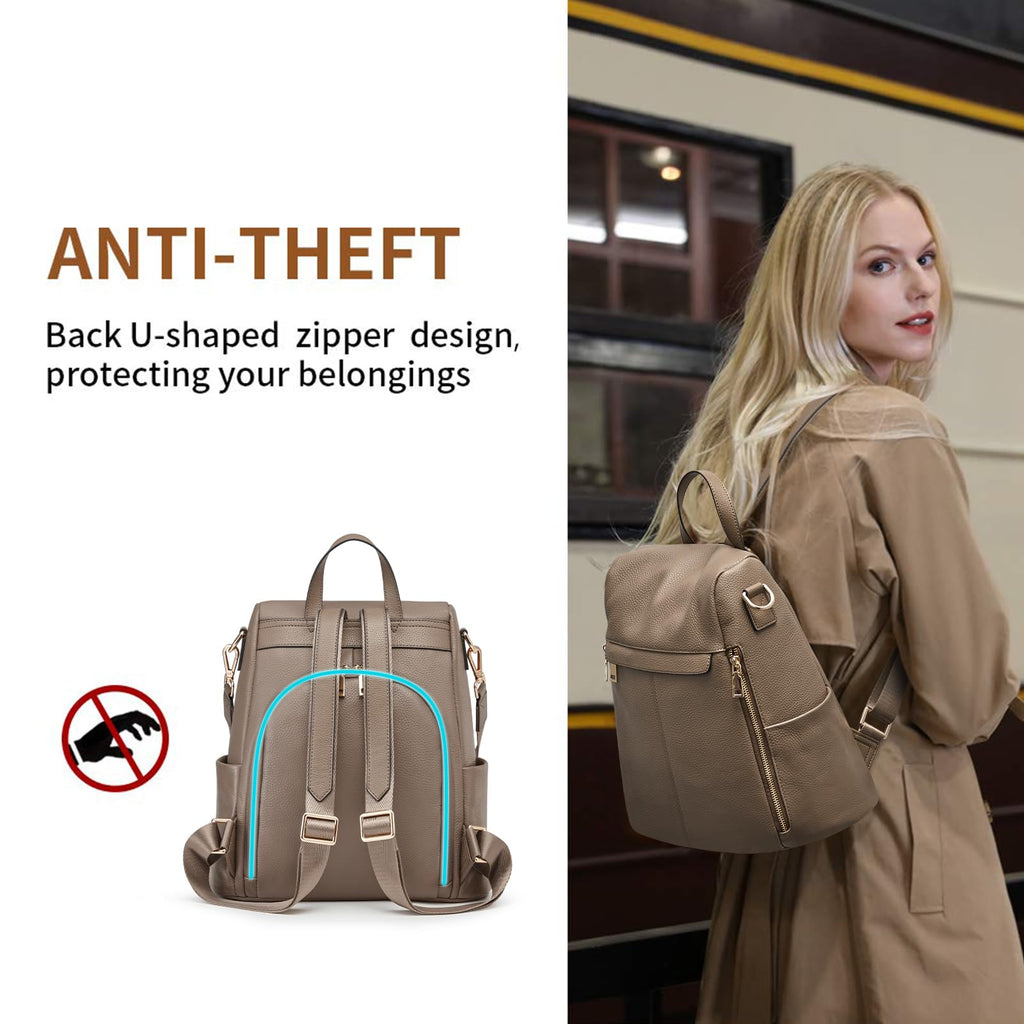 Kattee Women's Luxe Anti-Theft Leather Backpack Bag - Backpack Bags by Handbags Specialist Headquarter | Available at Handbags Specialist Headquarter