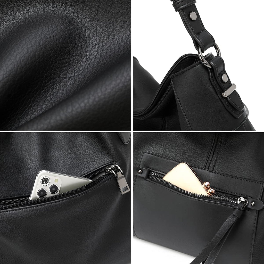 Lapsting Boho Faux Leather Hobo Shoulder Bag