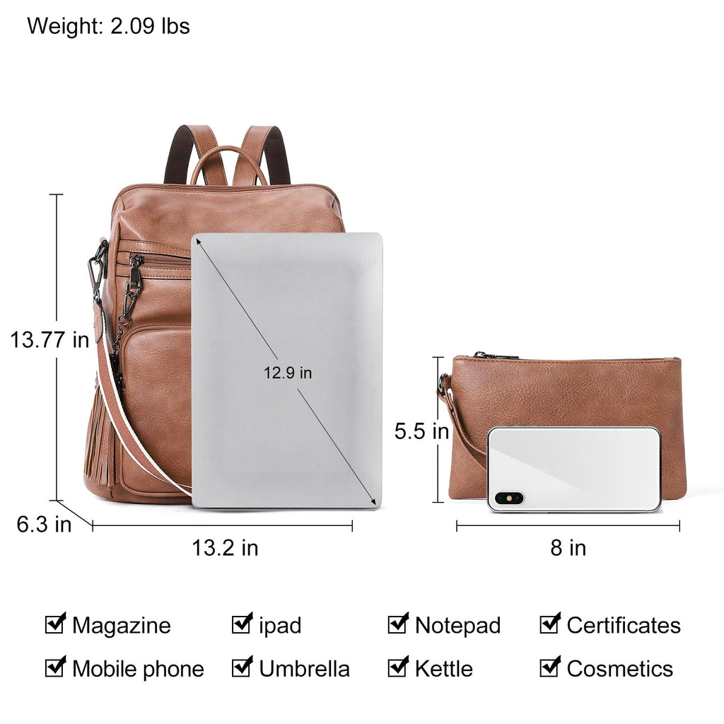 DUO-TONE Luxe Women's Leather Travel Backpack - Backpack Bags by Handbags Specialist Headquarter | Available at Handbags Specialist Headquarter