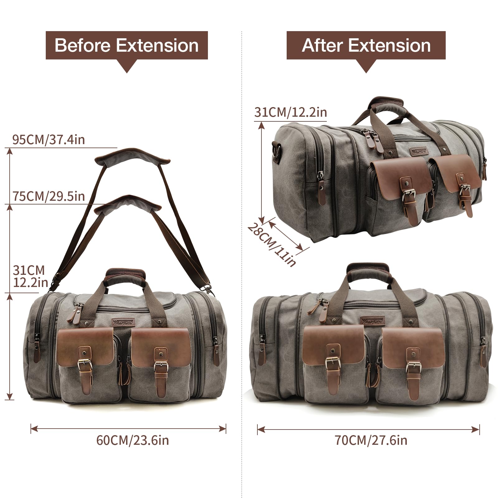 Wildroad 50L Waxed Canvas Waterproof Duffle Bag