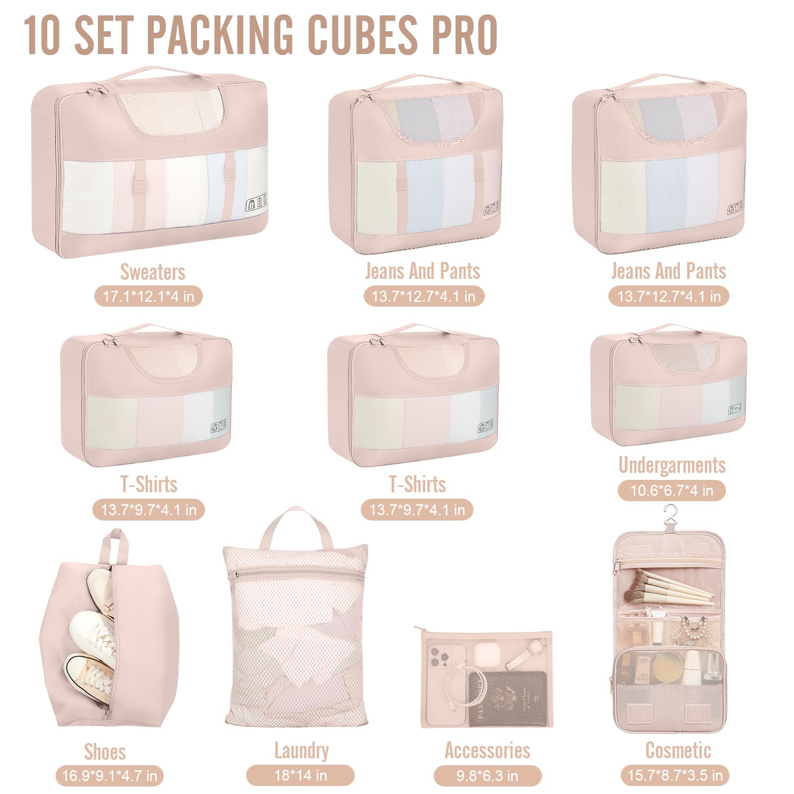 Veken Travel Cubes - 8 Piece Set - Luggage Travel Bags by Handbags Specialist Headquarter | Available at Handbags Specialist Headquarter