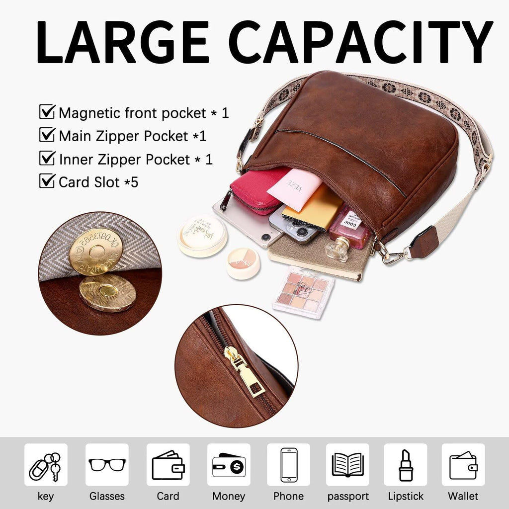 AUYOCO Chic Vegan Leather Crossbody Bag with Strap -  by Handbags Specialist Headquarter | Available at Handbags Specialist Headquarter