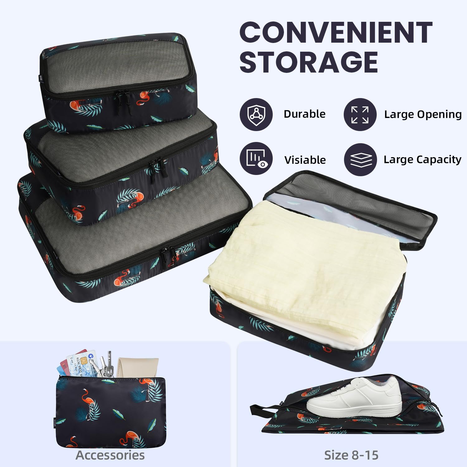 BAGAIL Travel Cubes: 8/9 Set Packing Organizers -  by Handbags Specialist Headquarter | Available at Handbags Specialist Headquarter