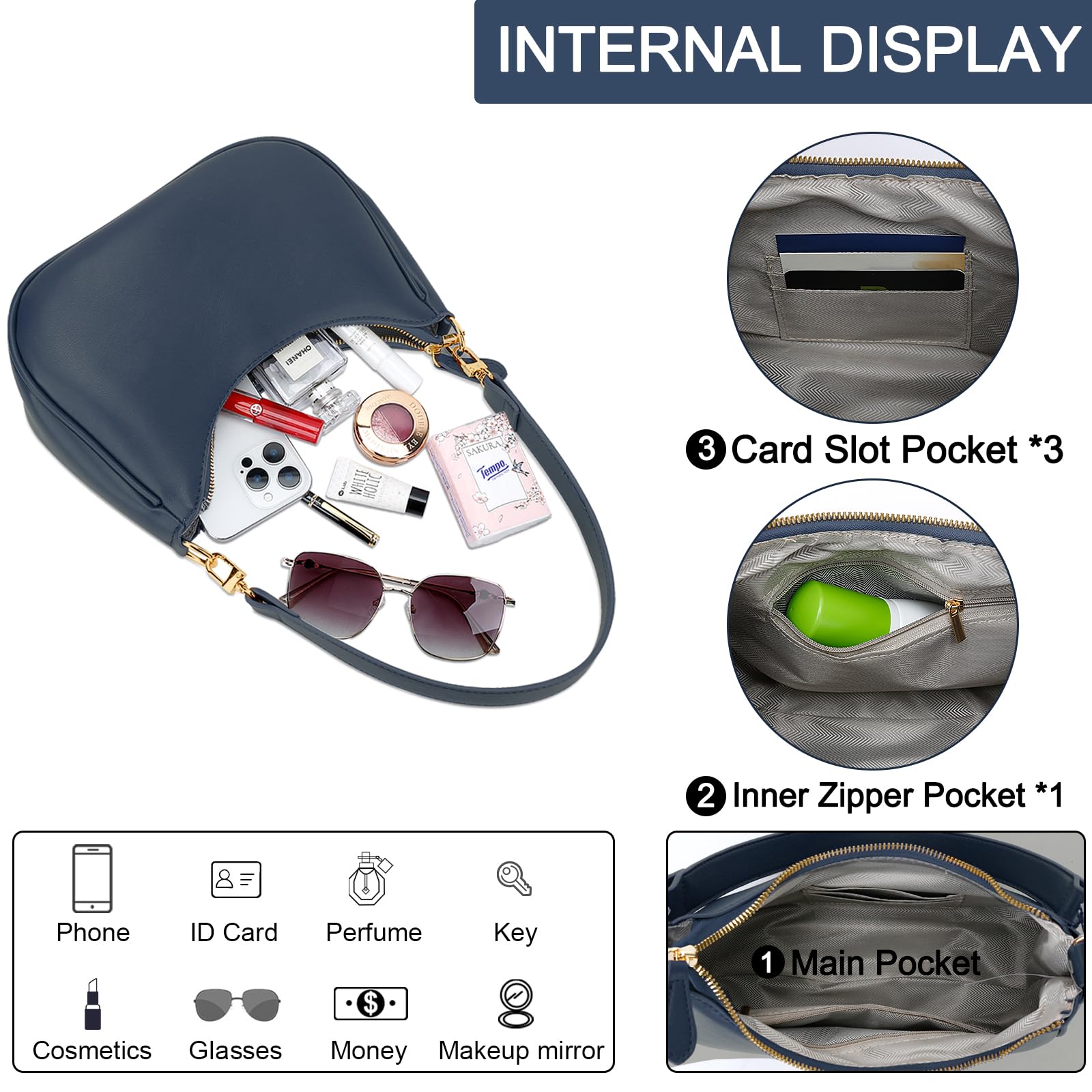 Retro Chic Hobo Bag - Cute Underarm Purse - Shoulder Bags by Handbags Specialist Headquarter | Available at Handbags Specialist Headquarter