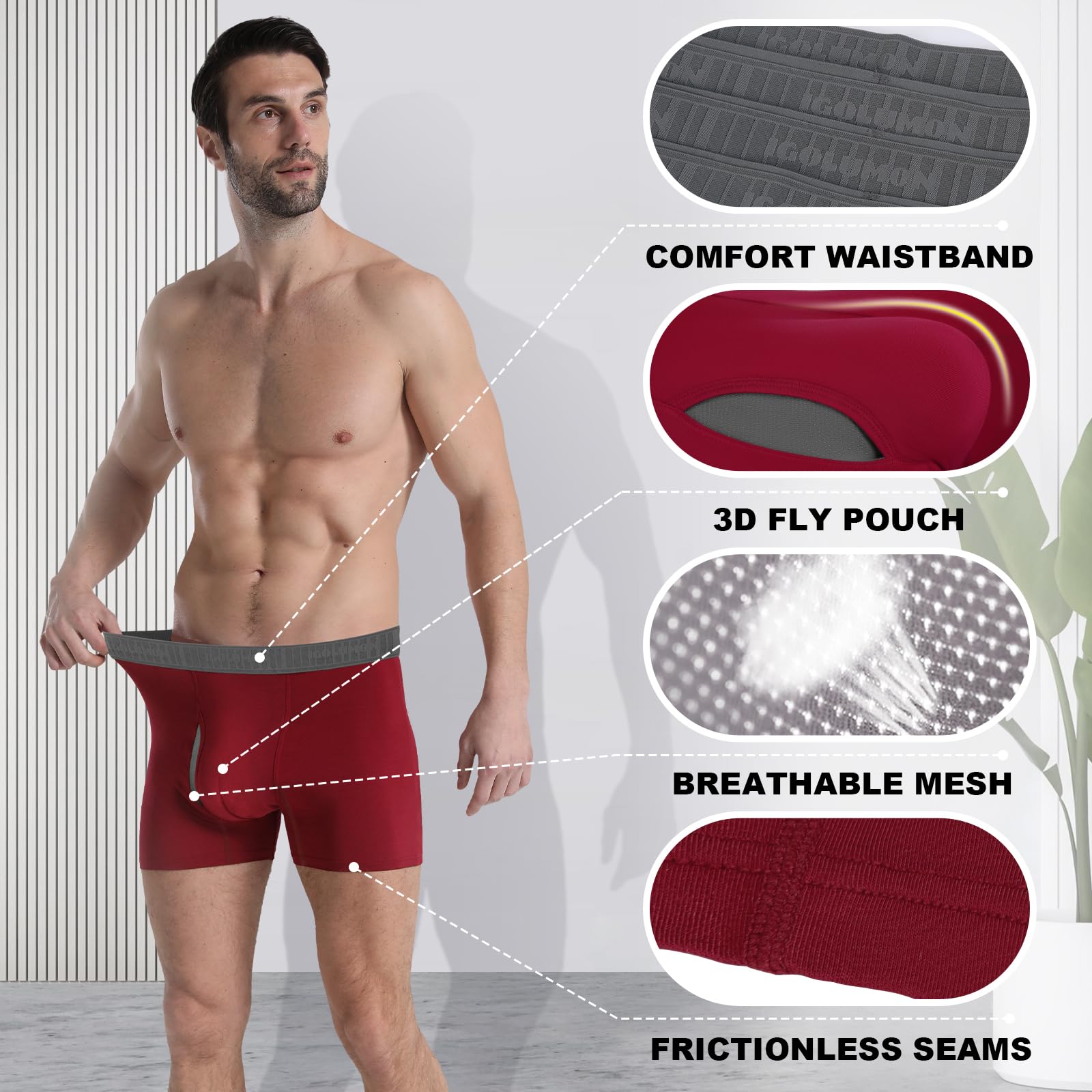 Bamboo Rayon Boxer Briefs 7 Pack for Men