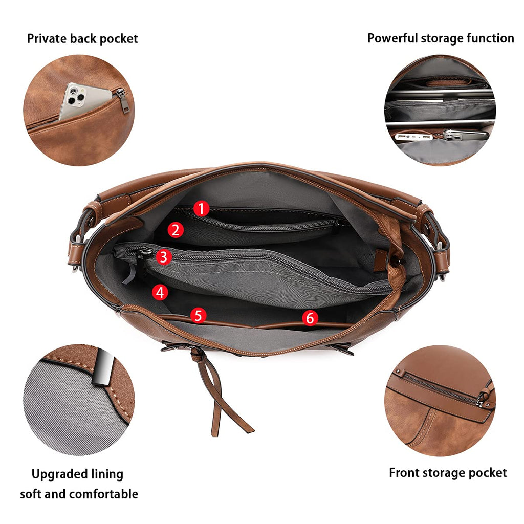 Lapsting Boho Faux Leather Hobo Shoulder Bag