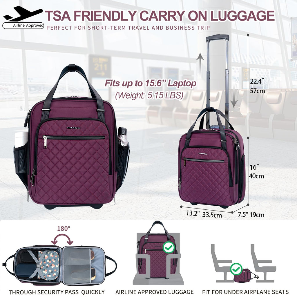 EMPSIGN 16 Wheeled Underseat Travel Bag -  by Handbags Specialist Headquarter | Available at Handbags Specialist Headquarter