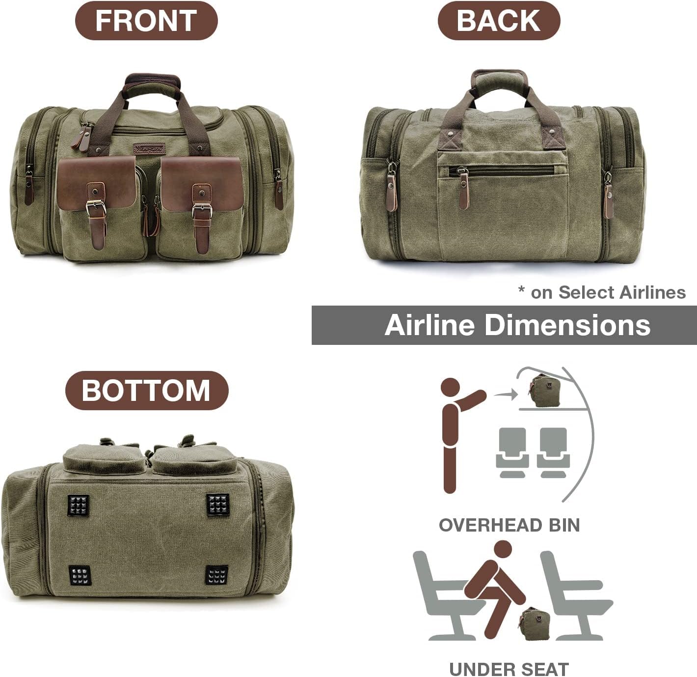 Wildroad 50L Waxed Canvas Waterproof Duffle Bag