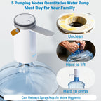 Portable USB Water Dispenser for 3-5 Gallon Bottles