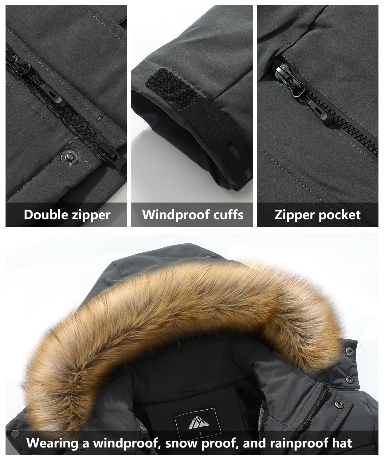 Men's Waterproof Warm Ski Snow Jacket Parka