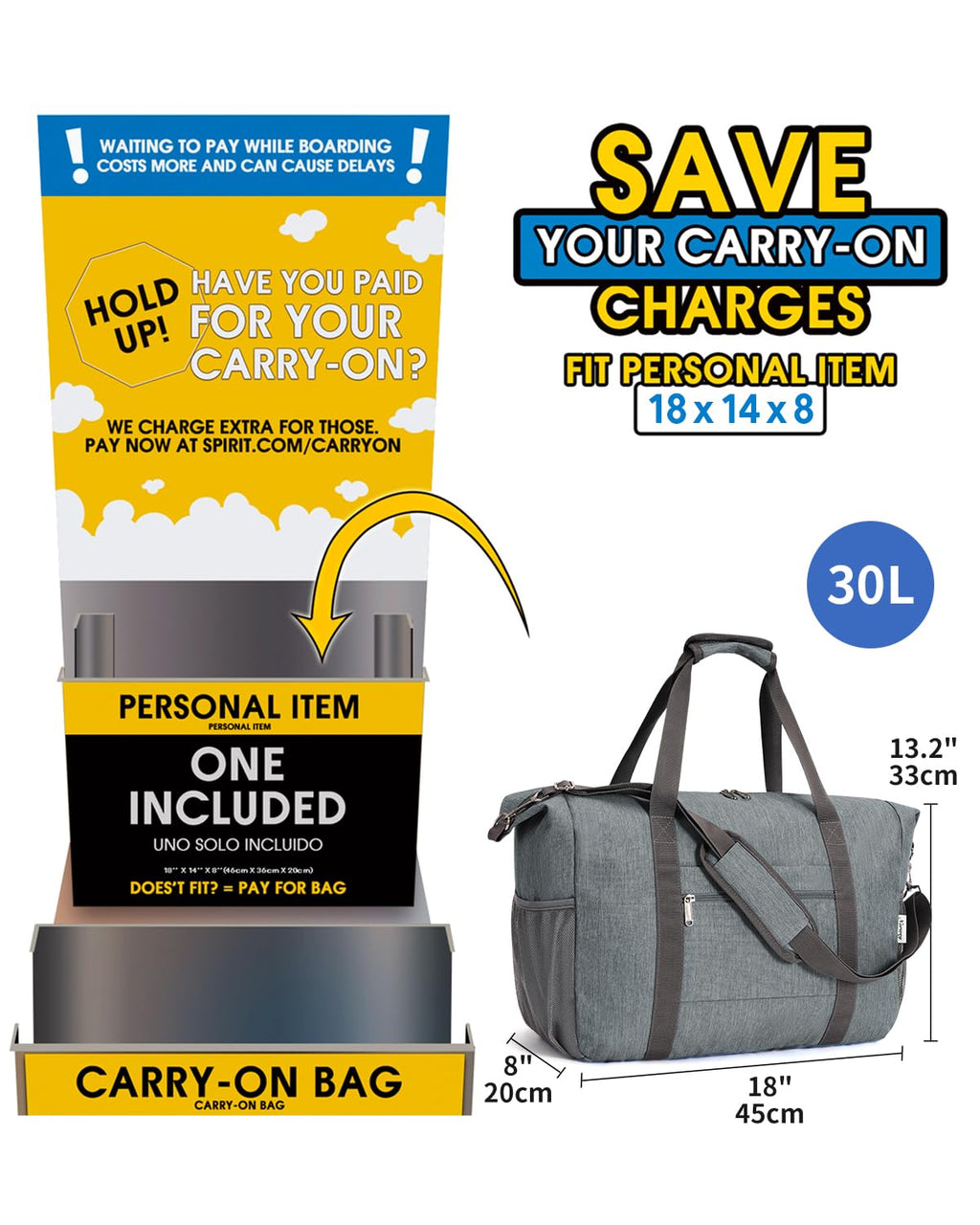 Narwey Air Duffle 22x14x9 - Luggage Travel Bags by Handbags Specialist Headquarter | Available at Handbags Specialist Headquarter