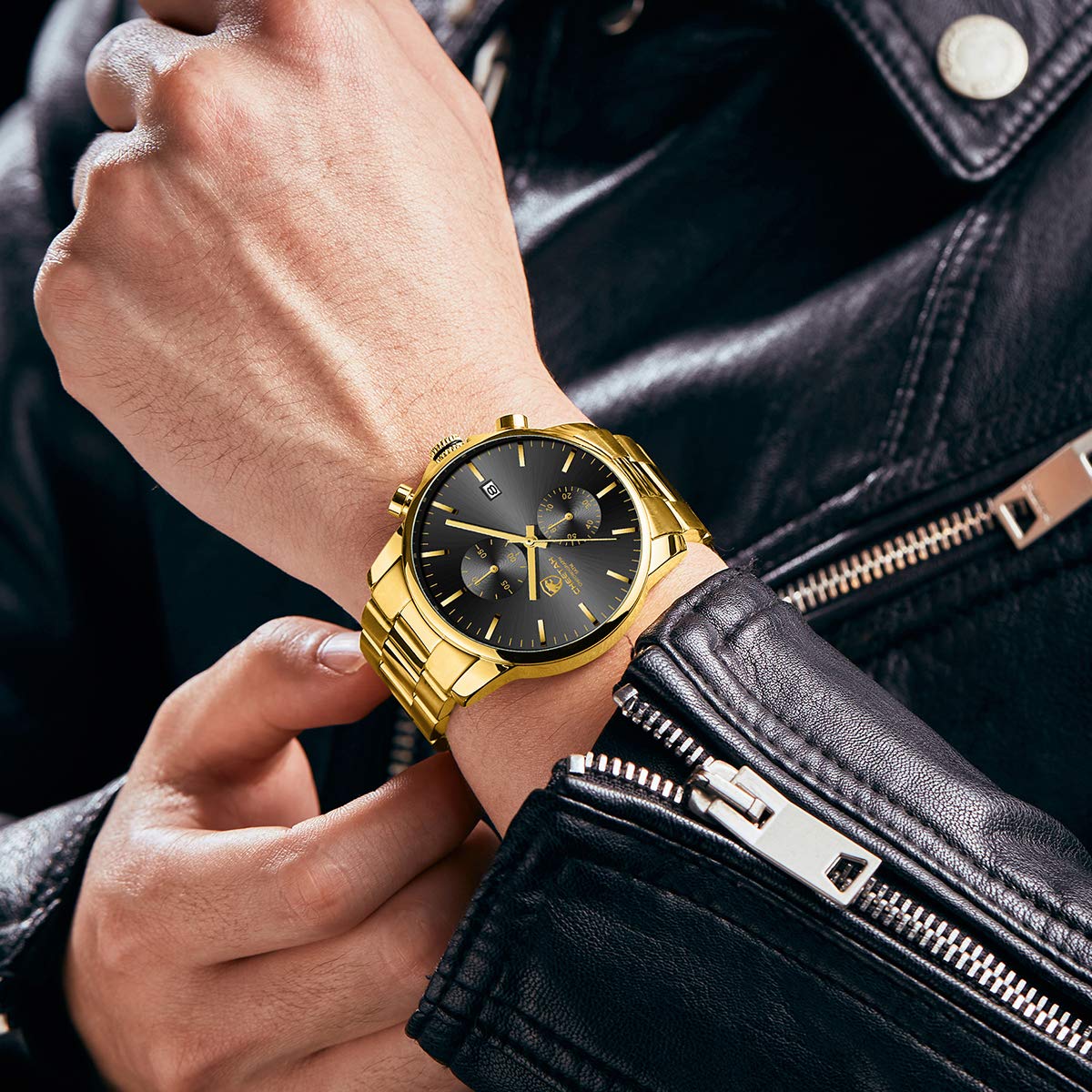 Golden Hour Elite Chrono Steel Men’s Quartz Watch