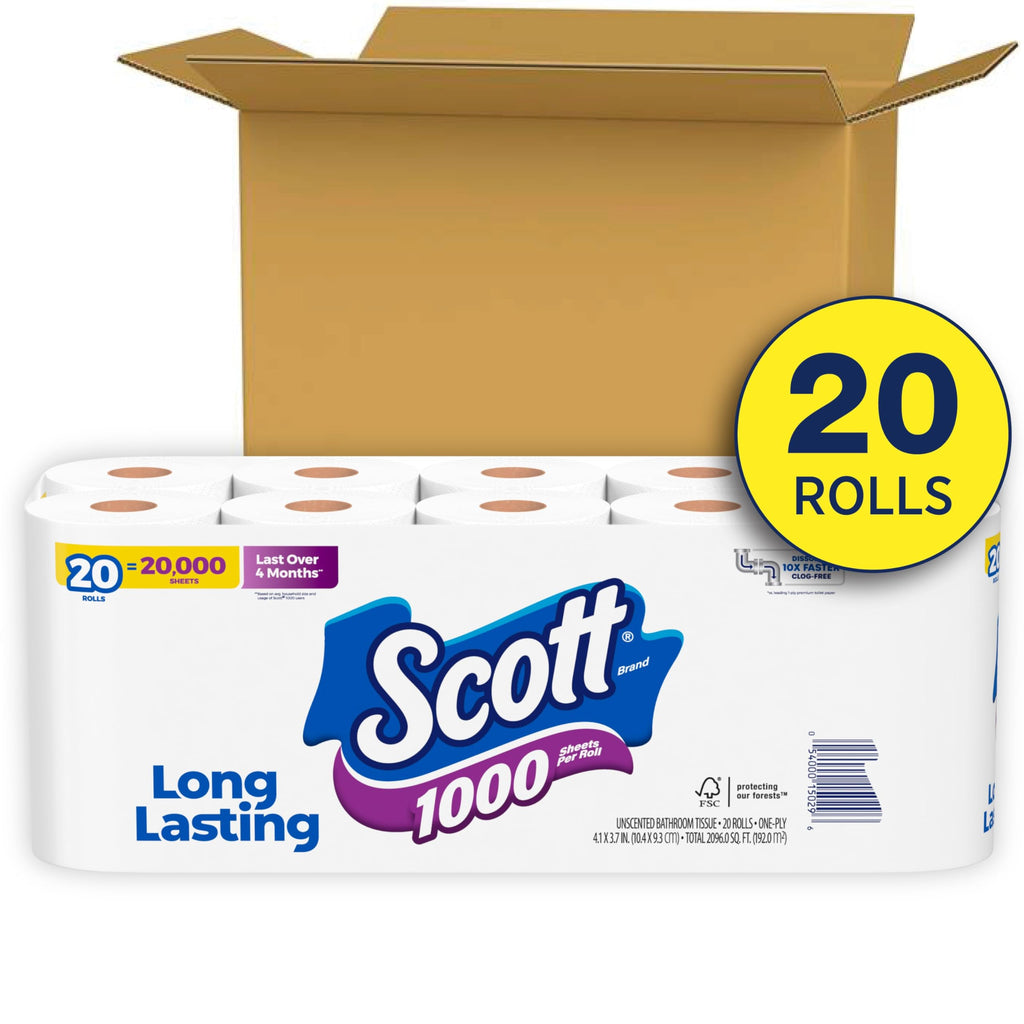 Scott 1000 Toilet Paper, 32 Rolls, Septic-Safe, 1-Ply Toilet Tissue - Toilet Paper by Handbags Specialist Headquarter | Available at Handbags Specialist Headquarter