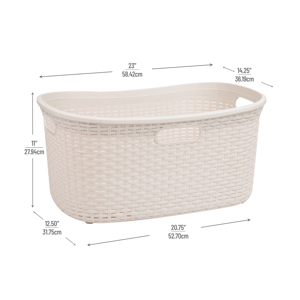 Ivory Wicker Mind Reader 40L Laundry Basket - Laundry Baskets by Handbags Specialist Headquarter | Available at Handbags Specialist Headquarter