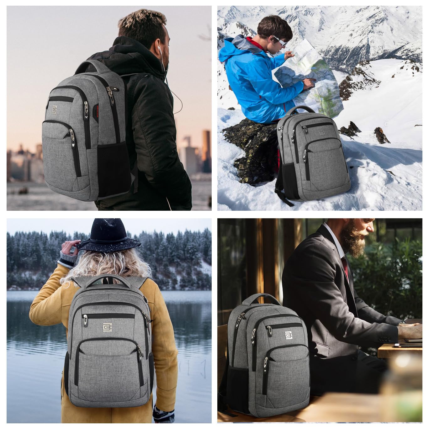 Volher Anti-Theft USB Laptop Backpack - Rose Red