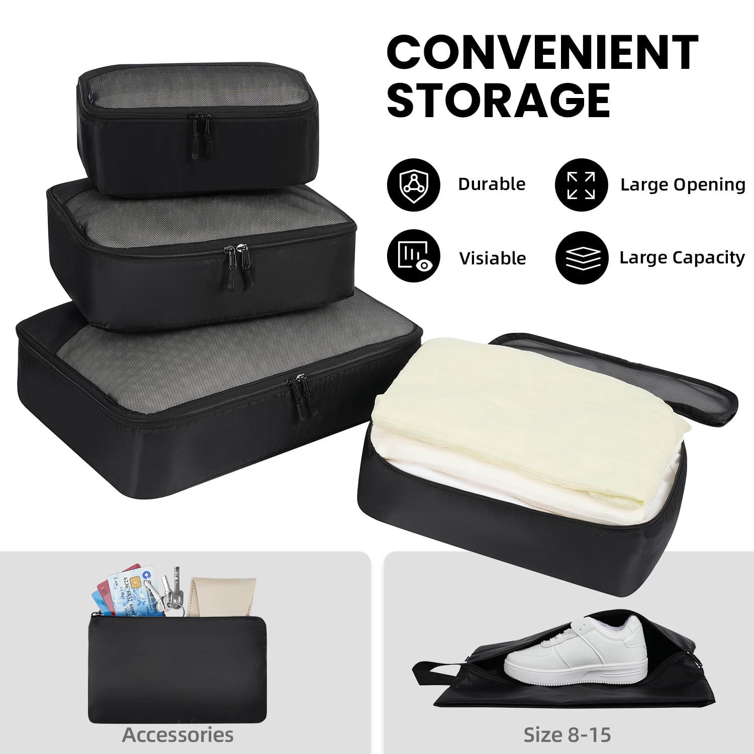BAGAIL Travel Cubes: 8/9 Set Packing Organizers -  by Handbags Specialist Headquarter | Available at Handbags Specialist Headquarter