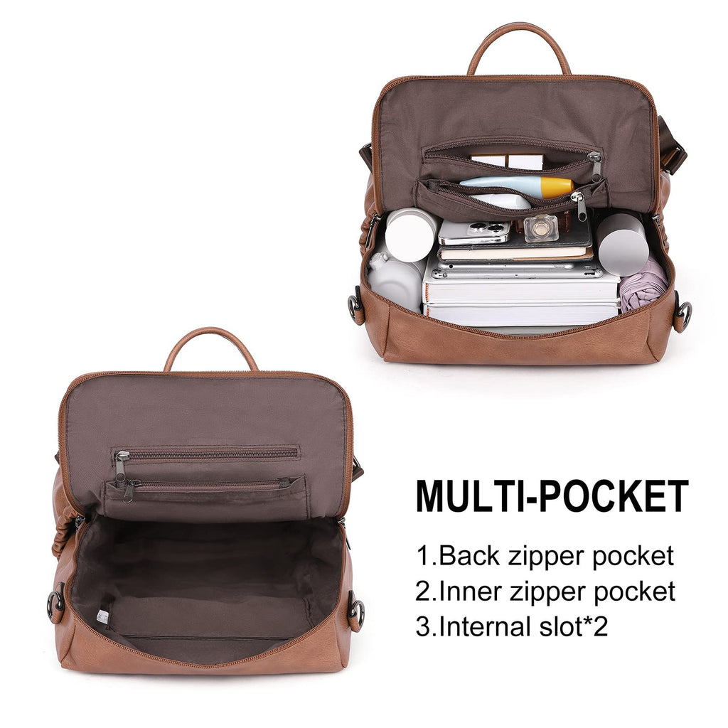 DUO-TONE Luxe Women's Leather Travel Backpack - Backpack Bags by Handbags Specialist Headquarter | Available at Handbags Specialist Headquarter