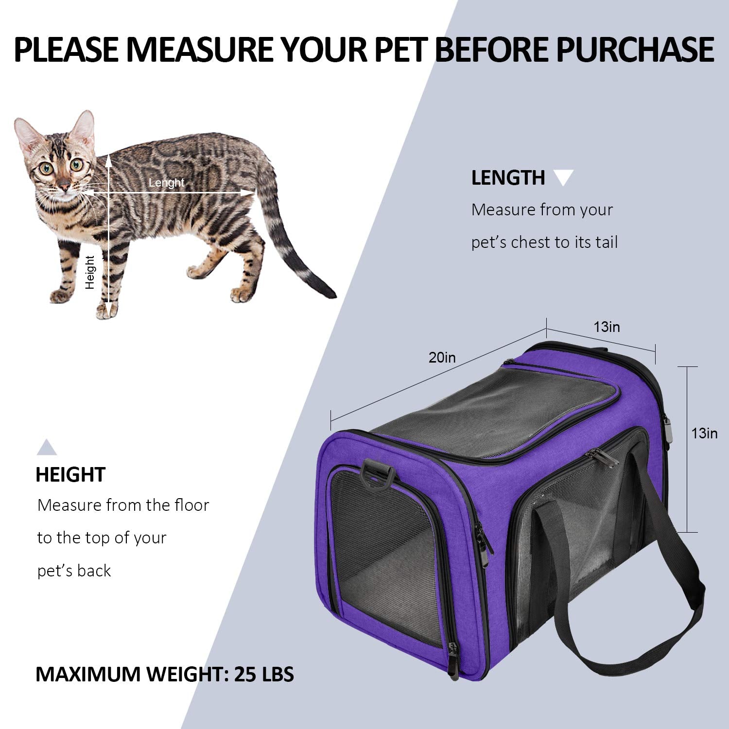 PawsVoyage: Grey TSA-Approved Pet Carrier (15lbs Max) -  by Handbags Specialist Headquarter | Available at Handbags Specialist Headquarter