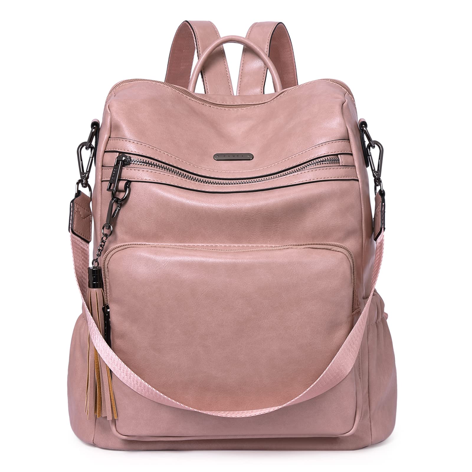 DUO-TONE Luxe Women's Leather Travel Backpack - Backpack Bags by Handbags Specialist Headquarter | Available at Handbags Specialist Headquarter