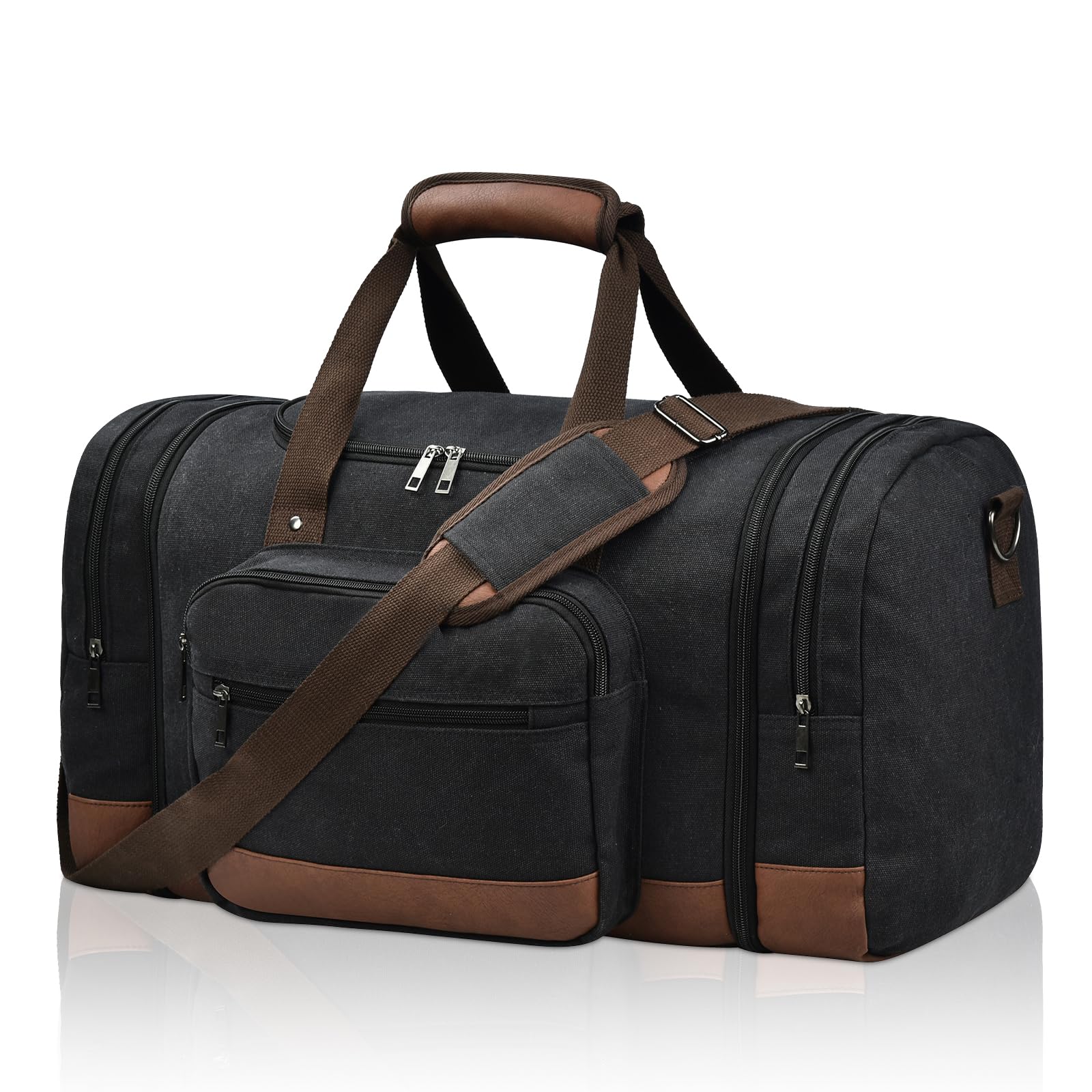 50L/60L Canvas Duffel - Multi-Pocket Travel Bag