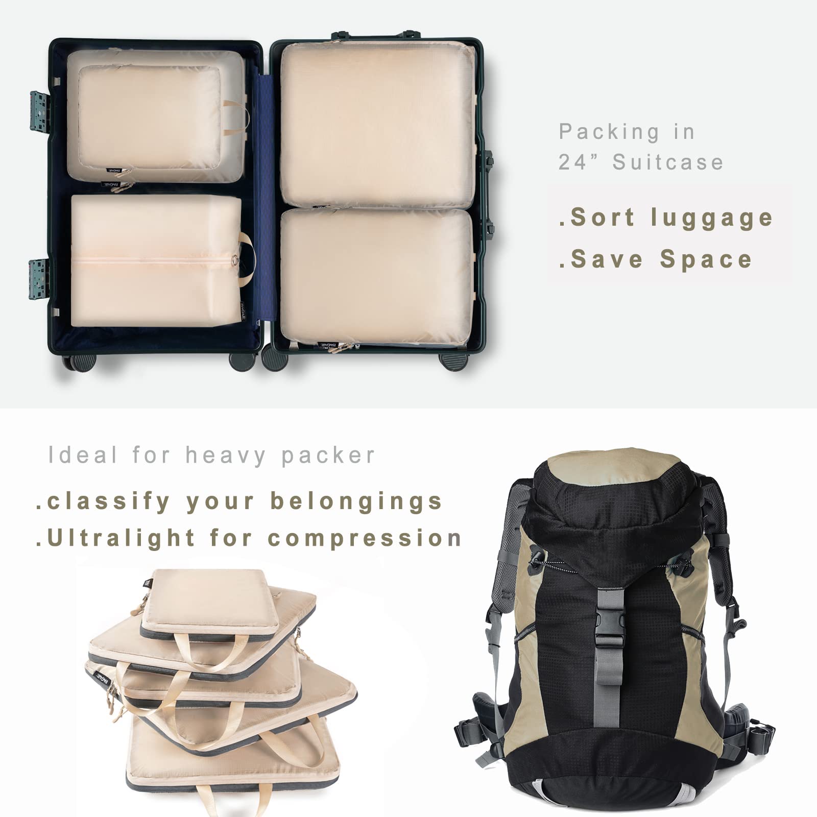 BAGAIL Travel Compression Cubes Set for Packing Ease -  by Handbags Specialist Headquarter | Available at Handbags Specialist Headquarter