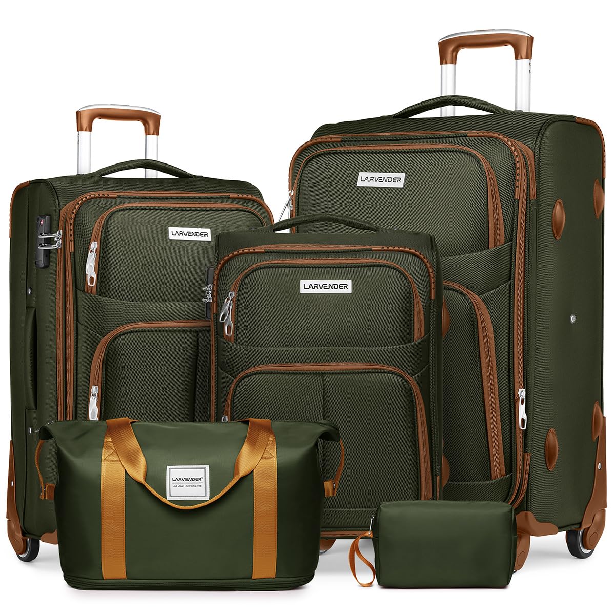 LARVENDER Expandable 5-Piece Spinner Luggage Set -  by Handbags Specialist Headquarter | Available at Handbags Specialist Headquarter