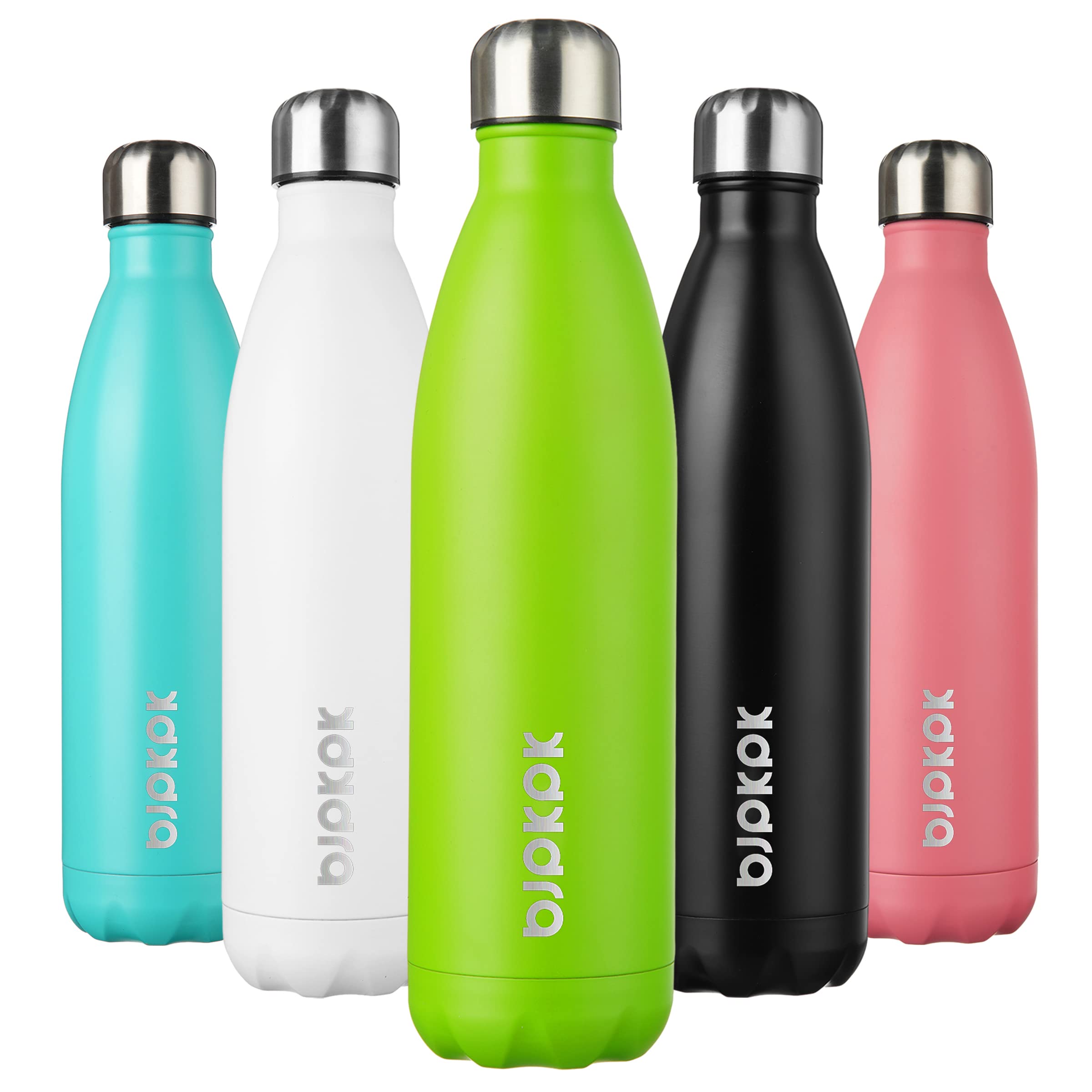 BJPKPK 17oz Insulated Stainless Steel Water Bottles,Sports Water Bottles Keep Cold for 24 Hours and Hot for 12 Hours,BPA Free for Travel,Pink