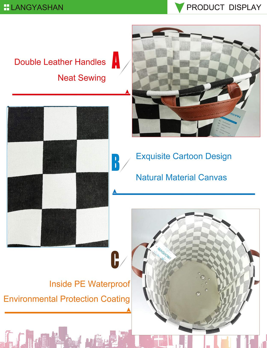 Collapsible Canvas Hamper by LANGYASHAN - Laundry Baskets by Handbags Specialist Headquarter | Available at Handbags Specialist Headquarter