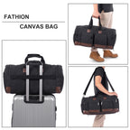 Leather Travel Bag with Shoe Pouch, Brown