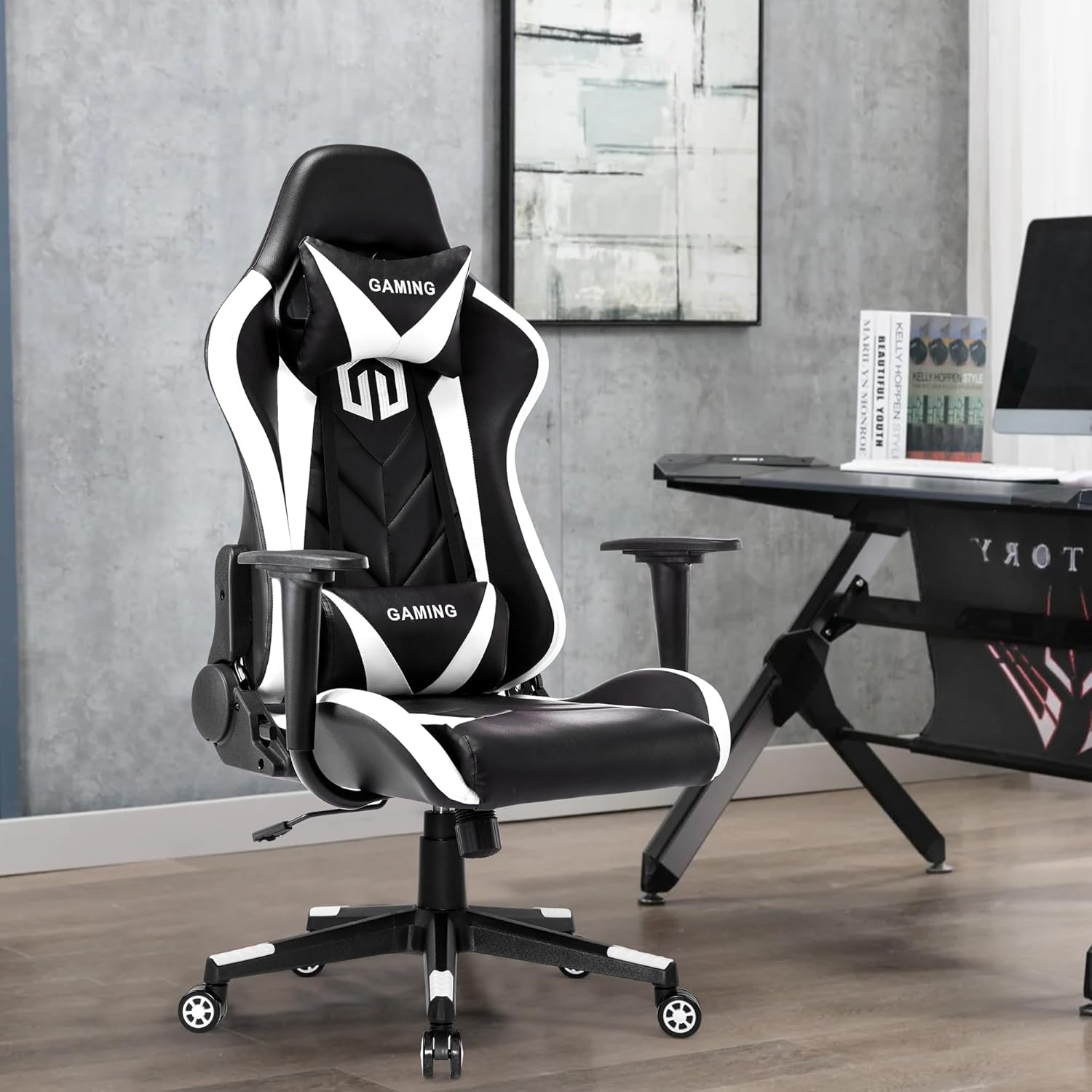 GOTMINSI Ergonomic Racing Desk Chair - White - Gaming Accessories by Handbags Specialist Headquarter | Available at Handbags Specialist Headquarter