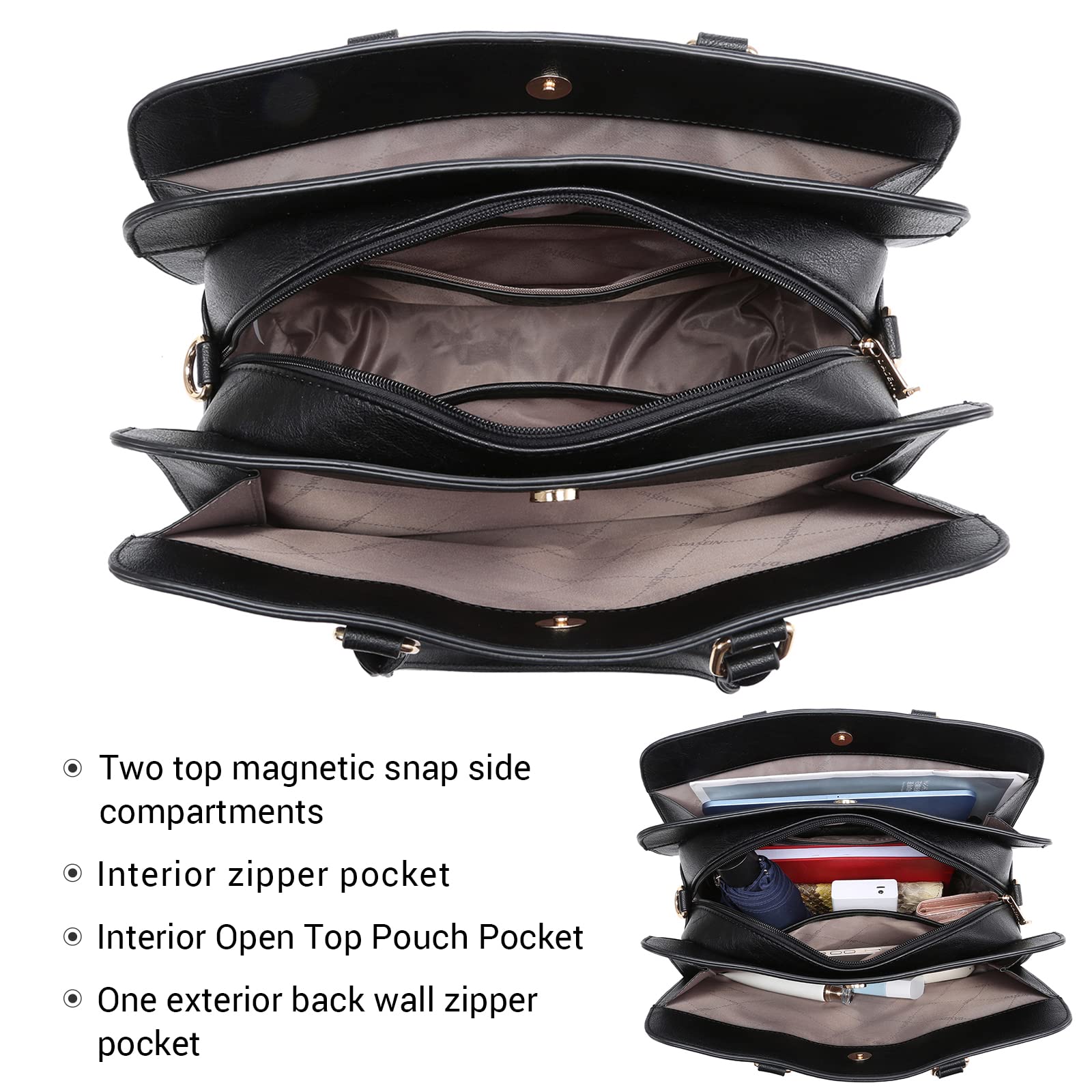 Women’s 2pc Tote & Wallet Handbag Set with 3 Compartments