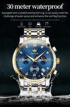 AzureGleam: Elite Men's Diamond Steel Watch