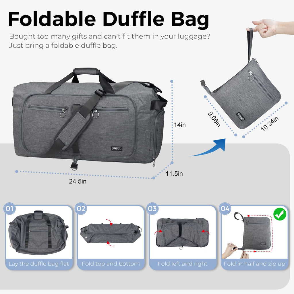 Foldable 65L Duffle Bag with Shoe Compartment