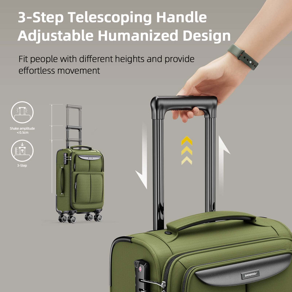 SHOWKOO Armygreen 3-Piece Expandable Luggage Set - Luggage Travel Bags by Handbags Specialist Headquarter | Available at Handbags Specialist Headquarter