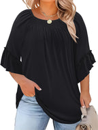 Plus Size Ruffle Sleeve Tunic Top